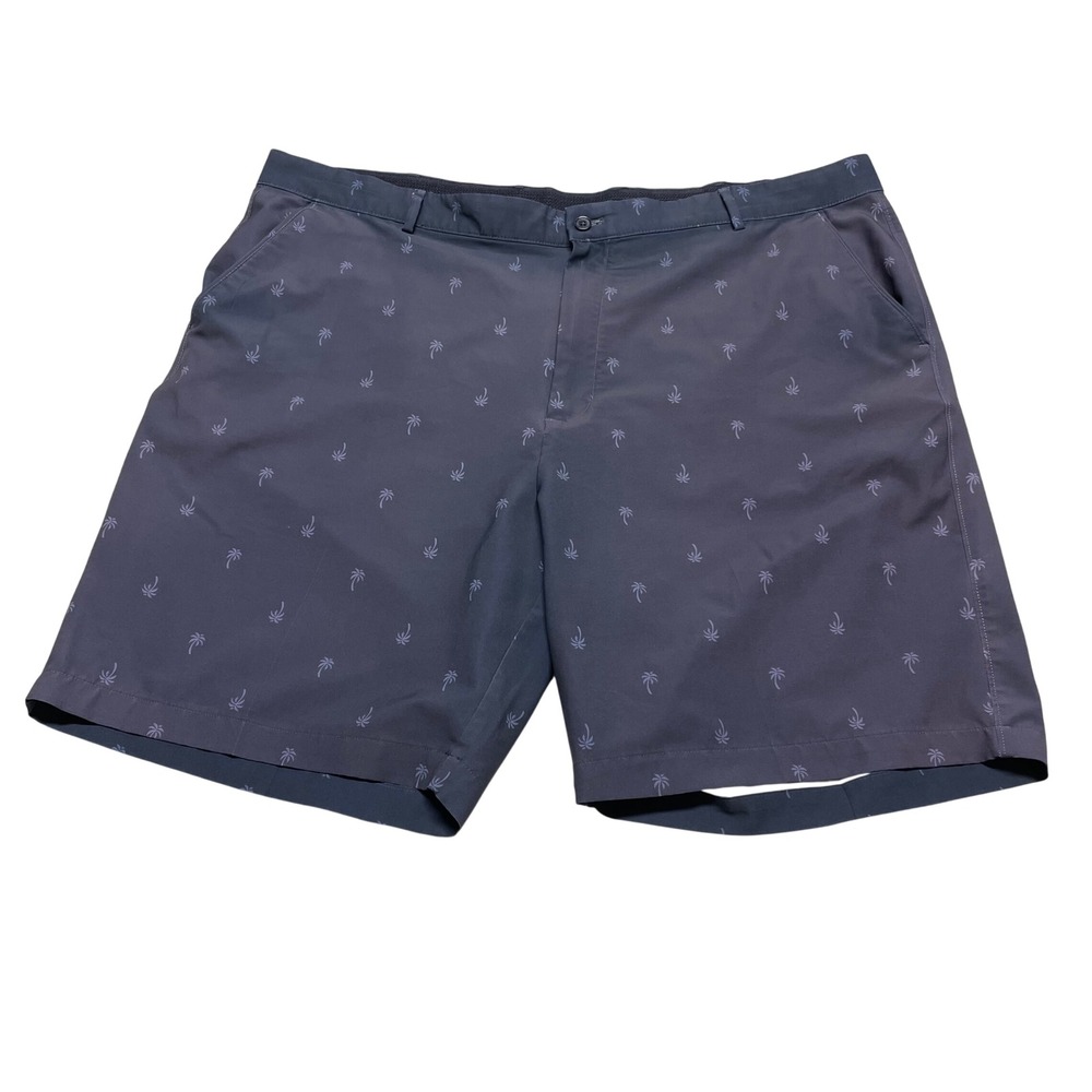 Greg Norman Mens Golf Shorts 44 Blue Palm Tree Print Stretch Performance